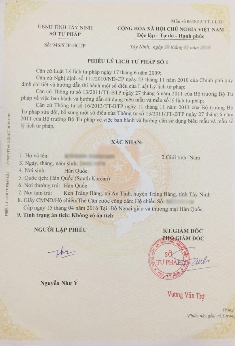 Dịch vụ làm lý lịch tư pháp nhanh, trọn gói